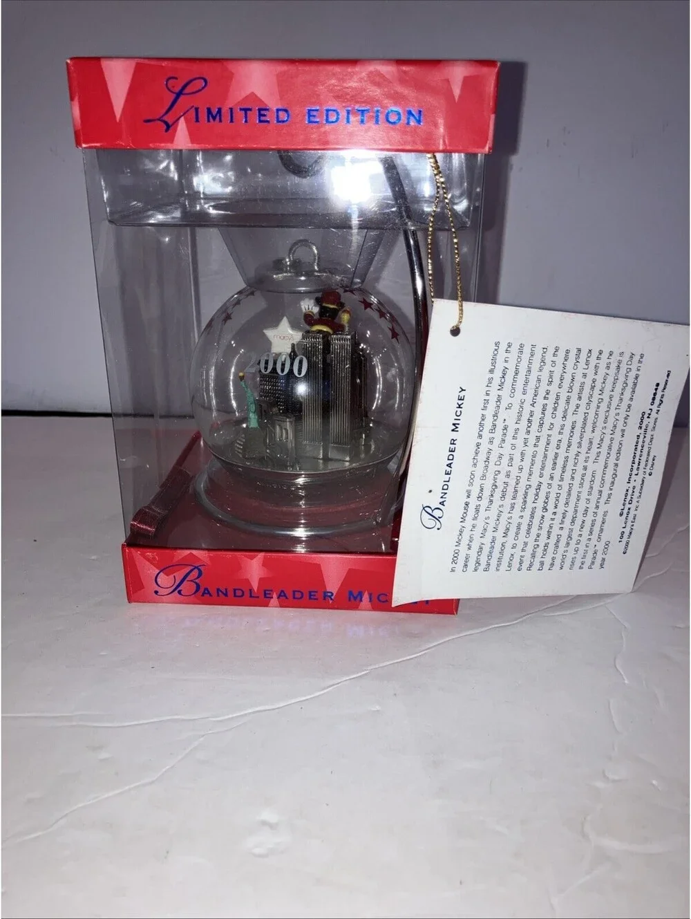 VTG 2000 Lenox Disney Bandleader Mickey Silverplated Macy’s NYC Ornament NEW